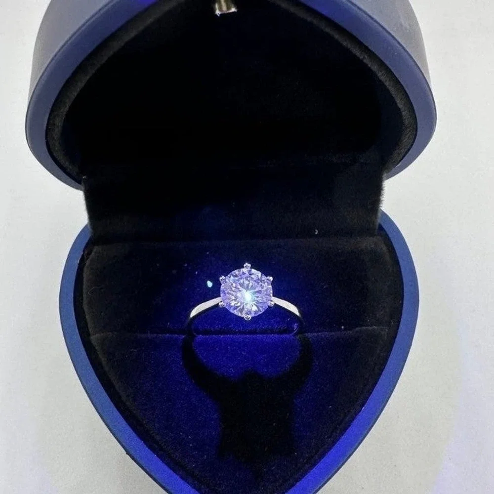 Moissanite Diamond Engagement Ring 6 Prong Wedding S925 2 Ct Size 9